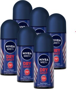 NIVEA MEN Dry Impact deodorant roller 6 x 50 ml voordeelverpakking