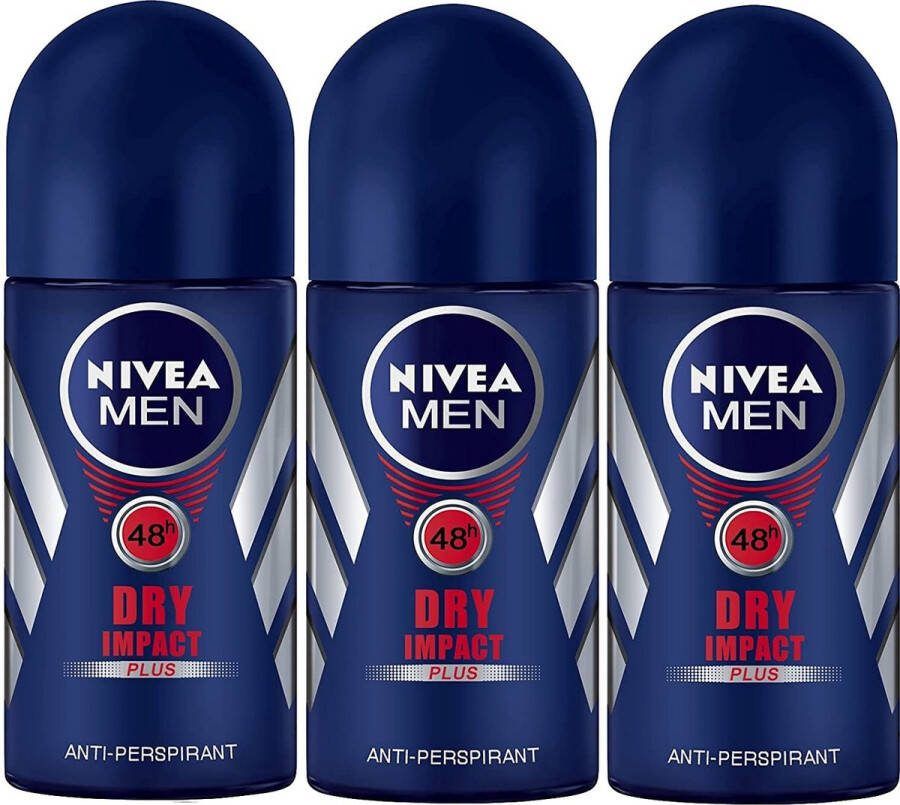 NIVEA Men Dry Impact Roll'On Deo 3 x 50 ml