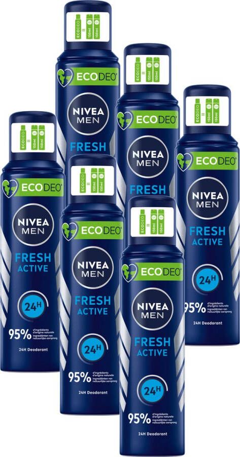 NIVEA MEN Ecodeo Fresh Active Deodorant voordeelverpakking 6 x 125ml