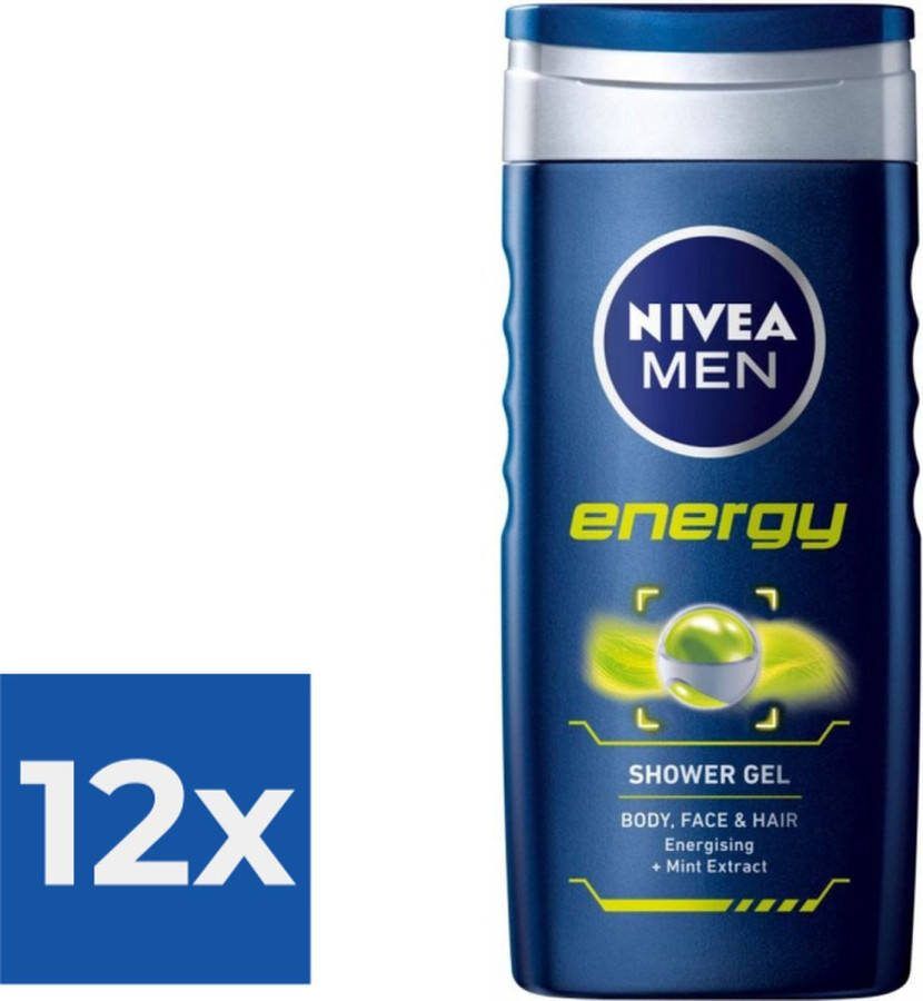 NIVEA MEN Energy 250 ml Douchegel Voordeelverpakking 12 stuks
