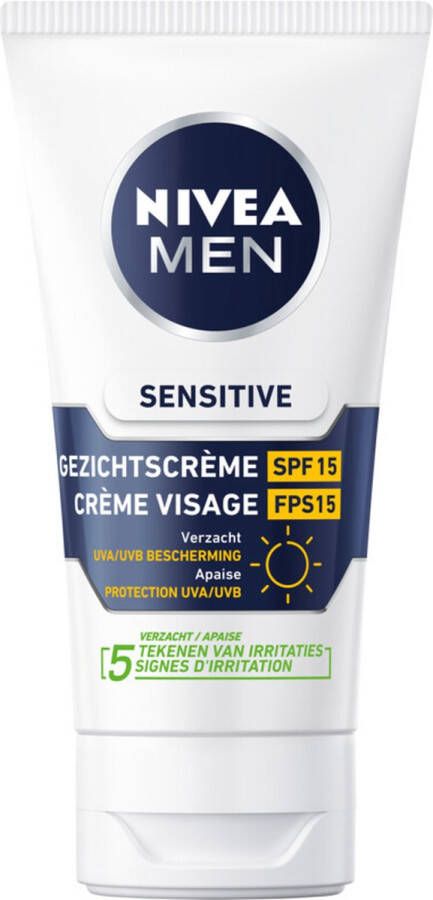 NIVEA MEN Gezichtscrème Sensitive Dagcrème SPF 15 Gevoelige huid Met kamille en vitamine E 75 ml