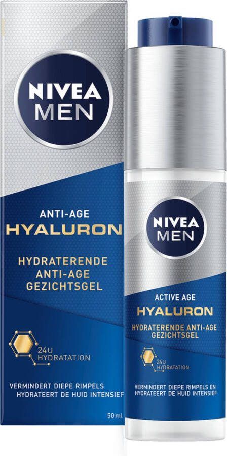 NIVEA MEN Hydraterende Anti-Age Gezichtsgel Normale en rijpe huid Creme Gezicht Gezichtscreme Met hyaluronzuur 50 ml