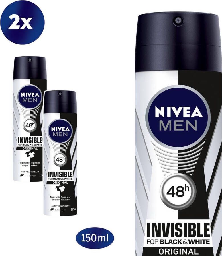 NIVEA MEN Invisible Black & White Power 2 x 150 ml voordeelverpakking Deodorant Spray