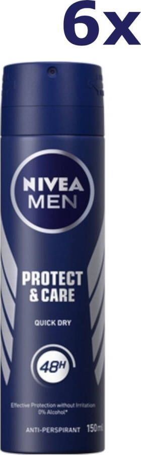 NIVEA MEN Protect & Care 6 x 150ml Voordeelverpakking Deodorant Spray