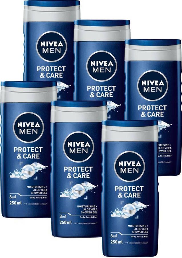 NIVEA MEN Protect & Care 6 x 250 ml Voordeelverpakking Douchegel