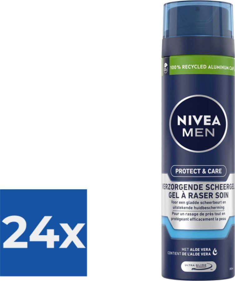 NIVEA MEN Protect & Care Scheergel Hydraterend 200 ml Voordeelverpakking 24 stuks