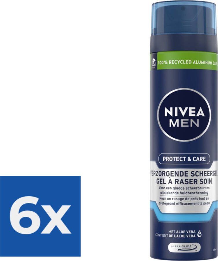 NIVEA MEN Protect & Care Scheergel Hydraterend 200 ml Voordeelverpakking 6 stuks