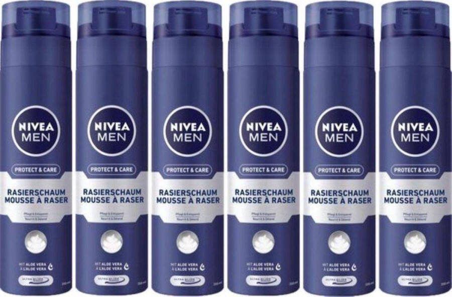 NIVEA MEN Protect & Care Verzorgend Scheerschuim XL Voordeelverpakking 6 x 250 ML