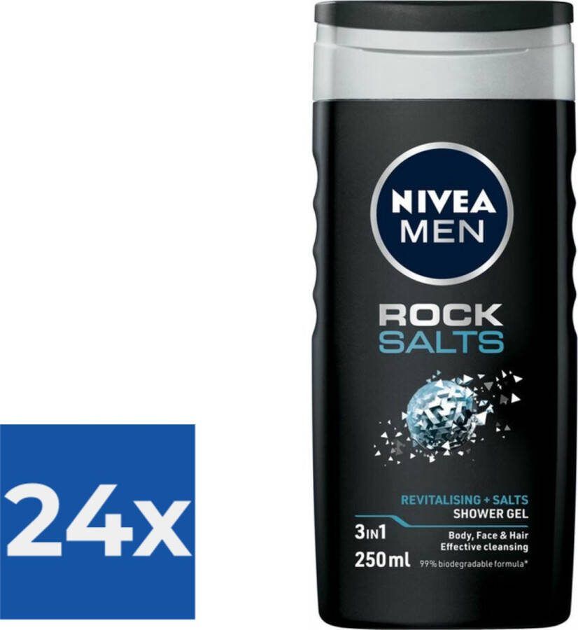 NIVEA Men Rock Salts Douchegel 250 ml Voordeelverpakking 24 stuks