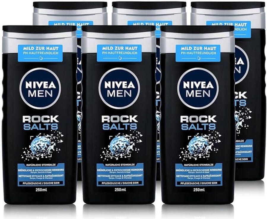 NIVEA Men Rock Salts Douchegel Voordeelverpakking 6 x 250 ml