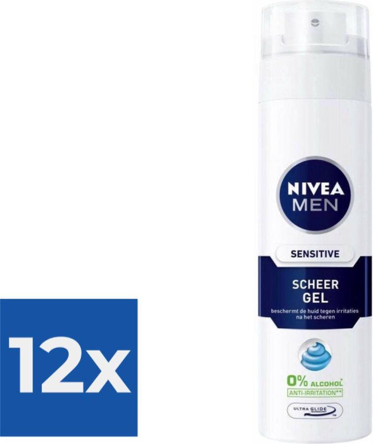 NIVEA Men Scheergel Sensitive 200 ml Voordeelverpakking 12 stuks