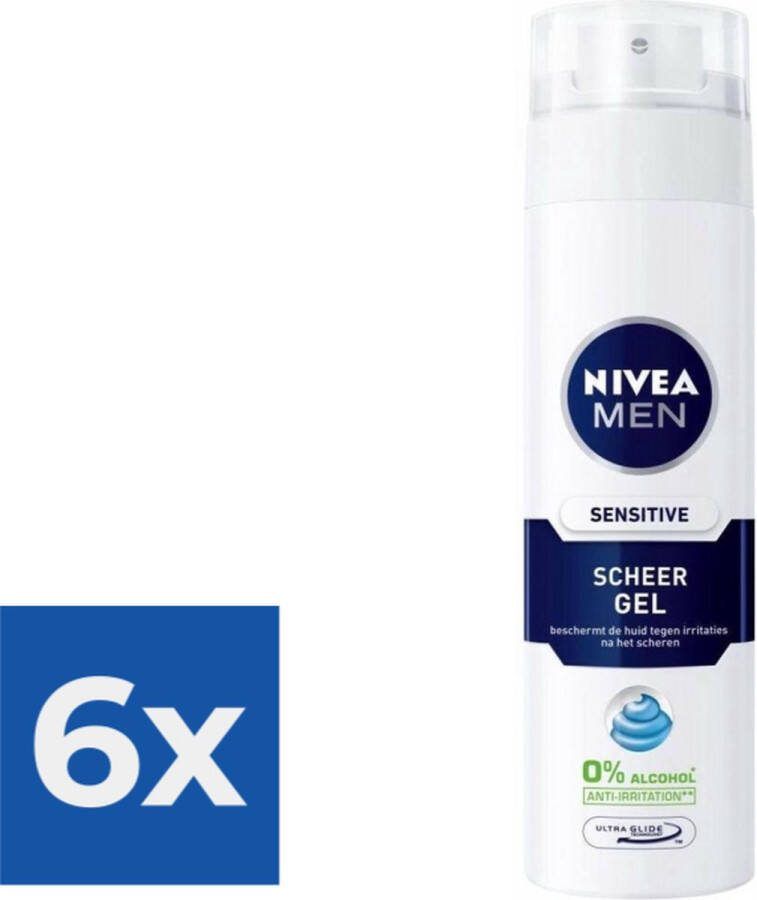 NIVEA Men Scheergel Sensitive 200 ml Voordeelverpakking 6 stuks