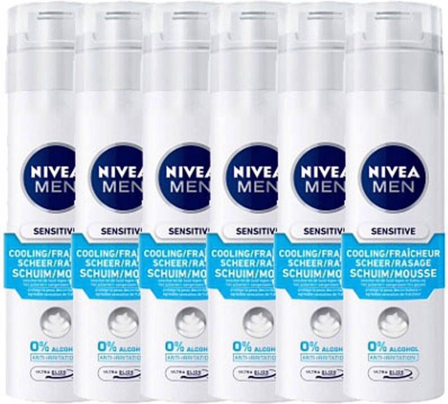 NIVEA MEN Sensitive Cool Scheerschuim 6 x 200 ml Voordeelverpakking