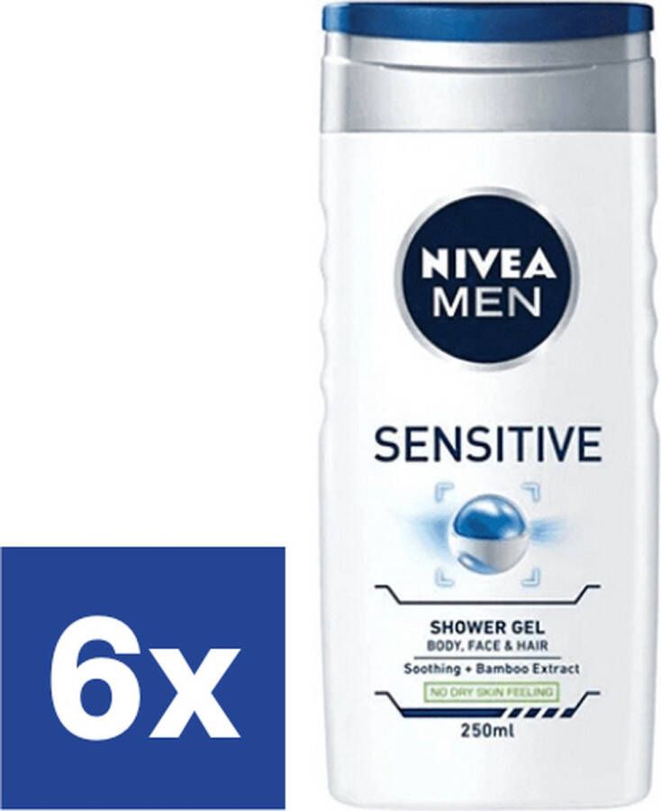 NIVEA Men Sensitive Douchegel (Voordeelverpakking) 6 x 250 ml