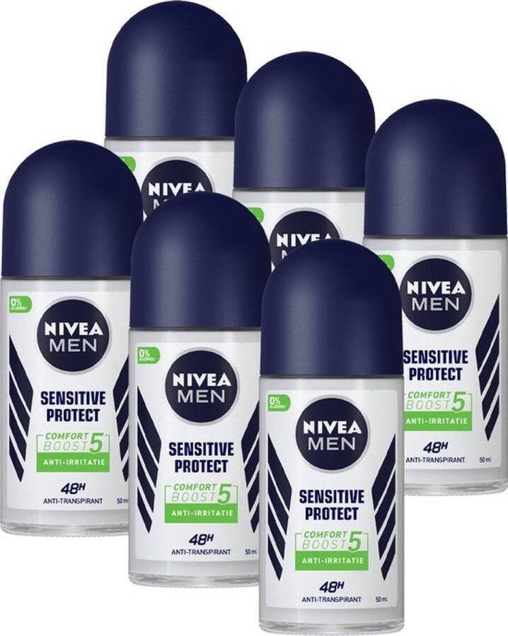 NIVEA Men Sensitive Protect Deodorant Roller 6x50ml Voordeelverpakking