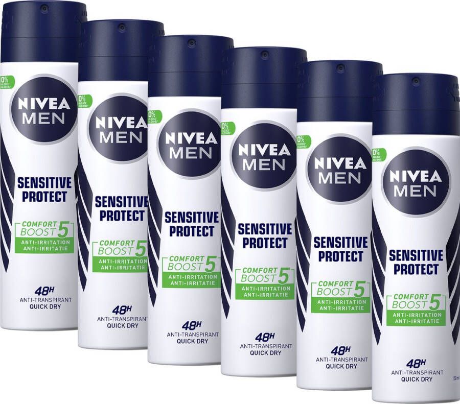 NIVEA MEN Sensitive Protect Deodorant Spray 6 x 150 ml Voordeelverpakking