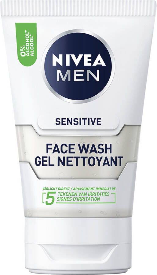 NIVEA MEN Sensitive Reinigingsgel Gezicht Gezichtsreiniger Alcoholvrij Voor de Gevoelige Huid Gezicht Wassen 100 ml