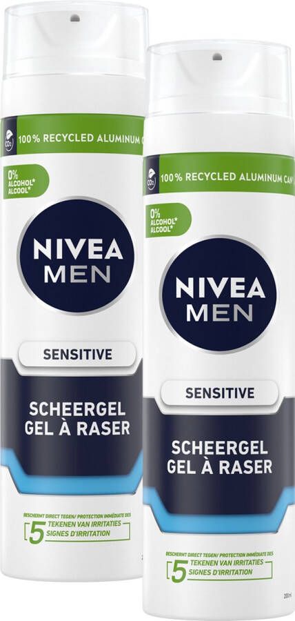 NIVEA MEN Sensitive Scheergel 2 x 200 ml Voordeelverpakking