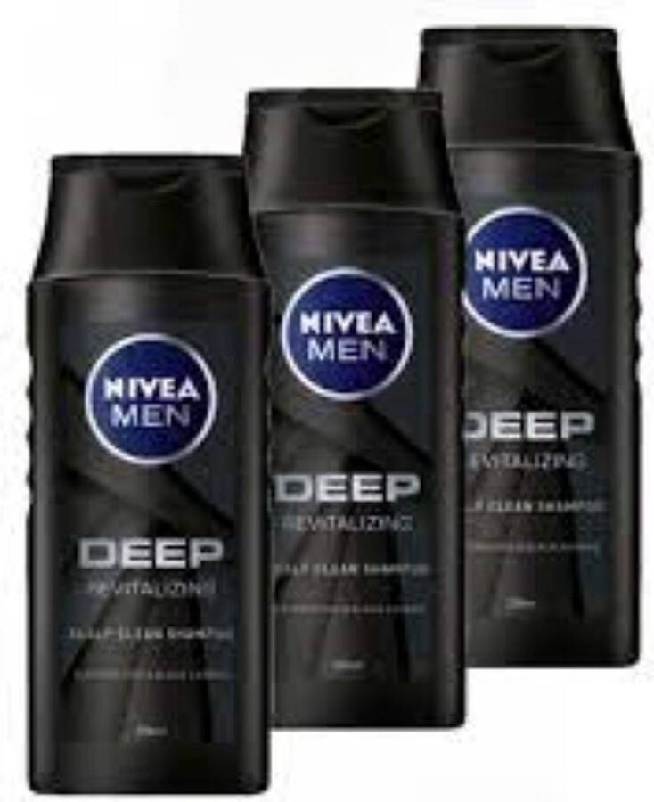 NIVEA Men Shampoo Deep Carbon Voordeelverpakking 3 x 250 ml