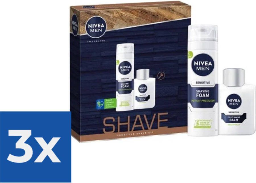 NIVEA Men Shave Duo Sensitive Shaving Foam 200 ml + Post Shave Balm 100 ml 1 set Voordeelverpakking 3 stuks