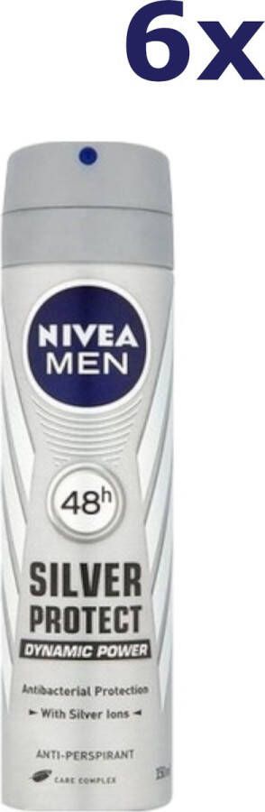 NIVEA MEN Silver Protect Dynamic Power 6 x 150 ml Voordeelverpakking Deodorant Spray