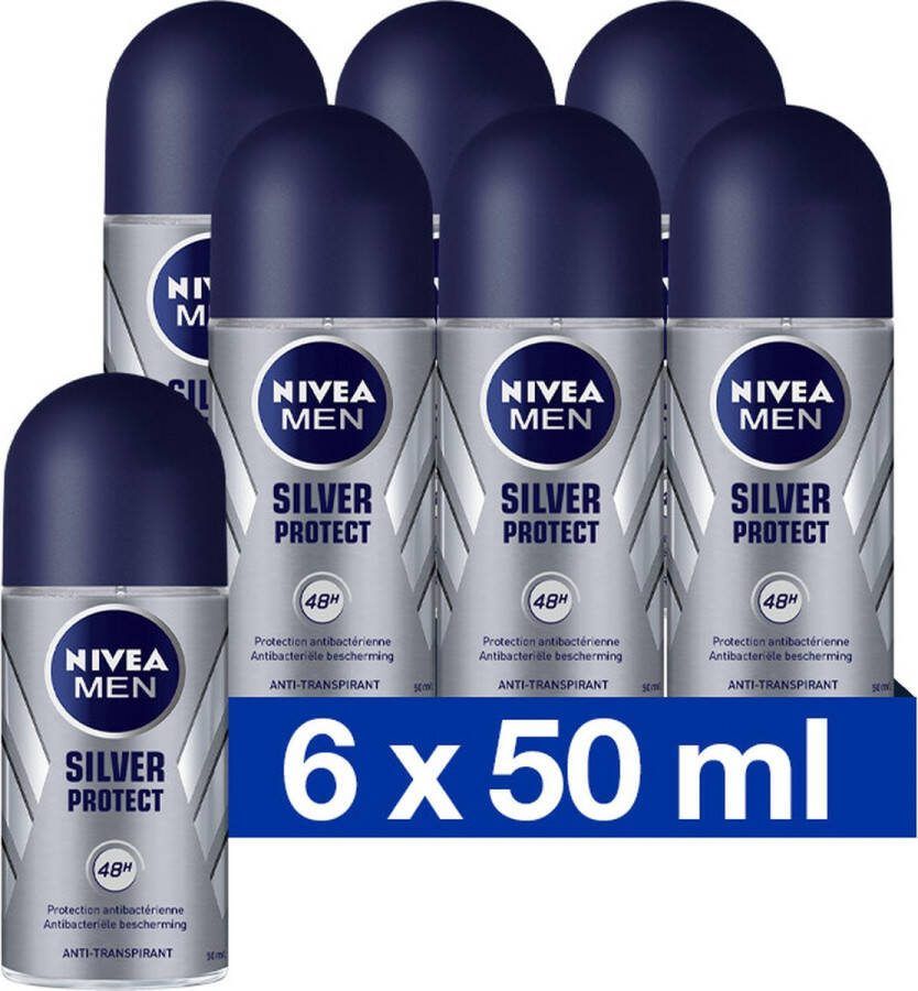 NIVEA MEN Silver Protect Dynamic Power Anti-Transpirant Deo Roller Deodorant 6 x 50 ml Voordeelverpakking