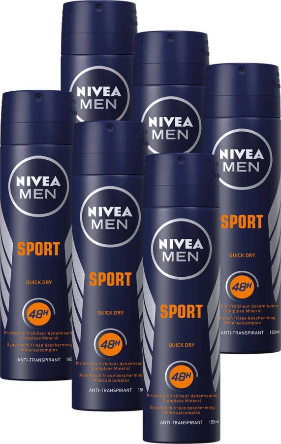 NIVEA MEN Sport 6 x 150 ml Voordeelverpakking Deodorant Spray