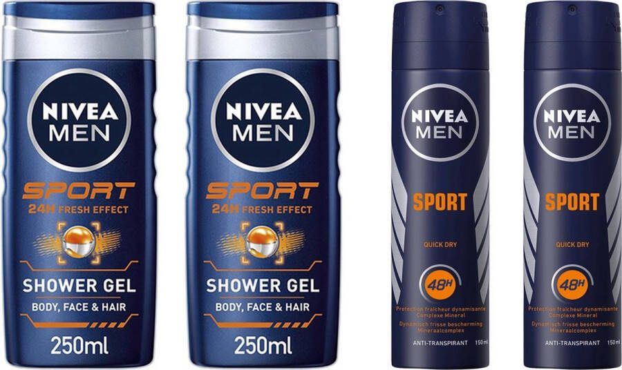 NIVEA Men Sport Mix 2 Deo Spray & 2 Douchegel