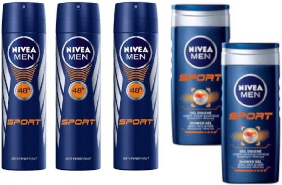 NIVEA Men Sport Mix 3 Deo Spray & 2 Douchegel