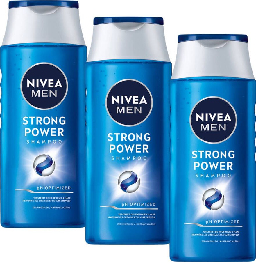 NIVEA MEN Strong Power Shampoo 3 x 250 ml Voordeelverpakking