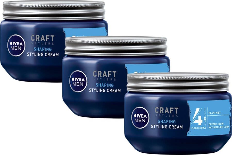 NIVEA MEN Styling Cream Haargel Hairstyling Gel met Hydraterende Vitamine B3 en Panthenol Voordeelverpakking 3 x 150 ml