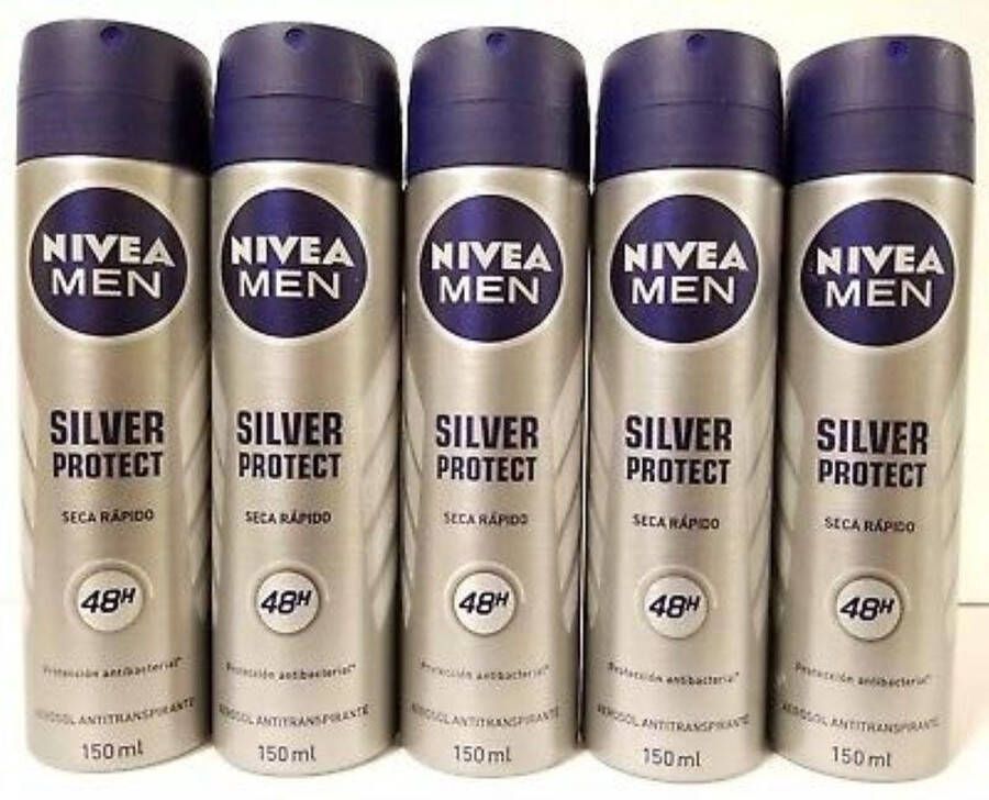 NIVEA MULTI BUNDEL 5 stuks MEN SILVER PROTECT deodorant spray 150 ml