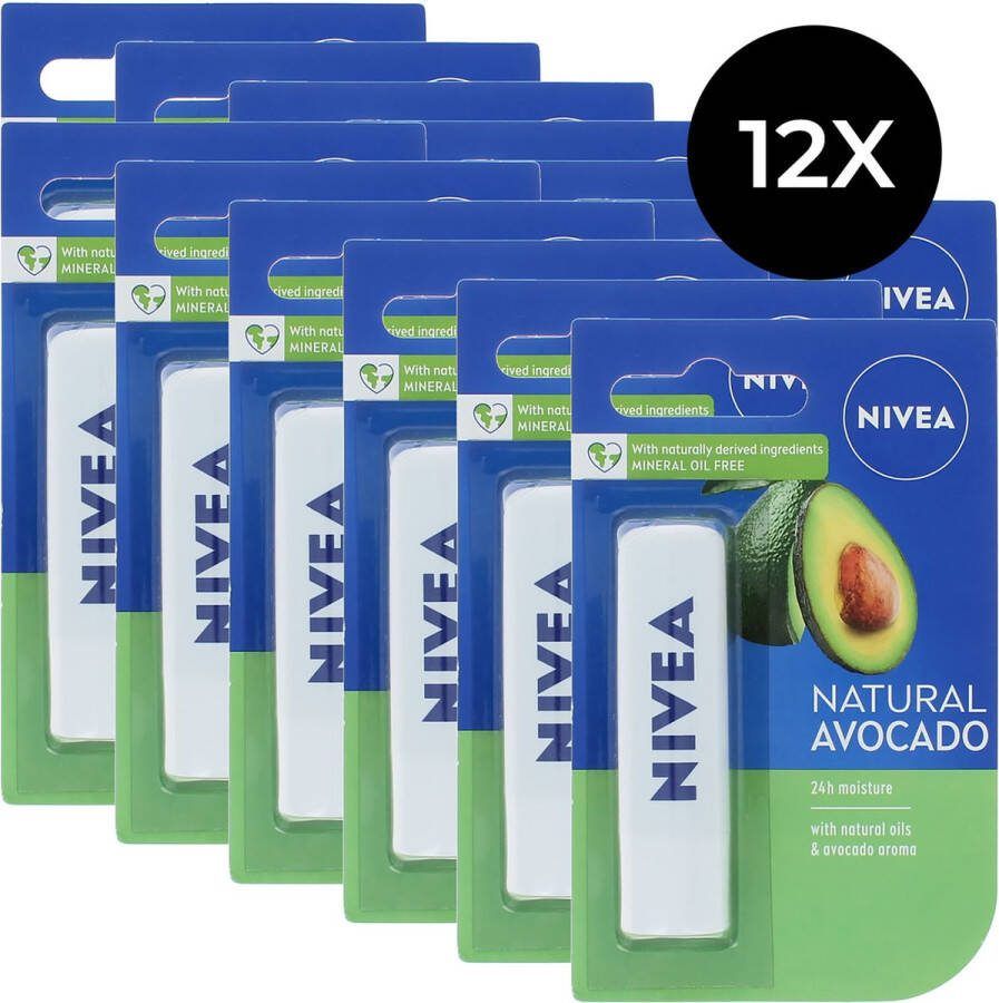 NIVEA Natural Avocado Lippenbalsem 12 x 5 ml