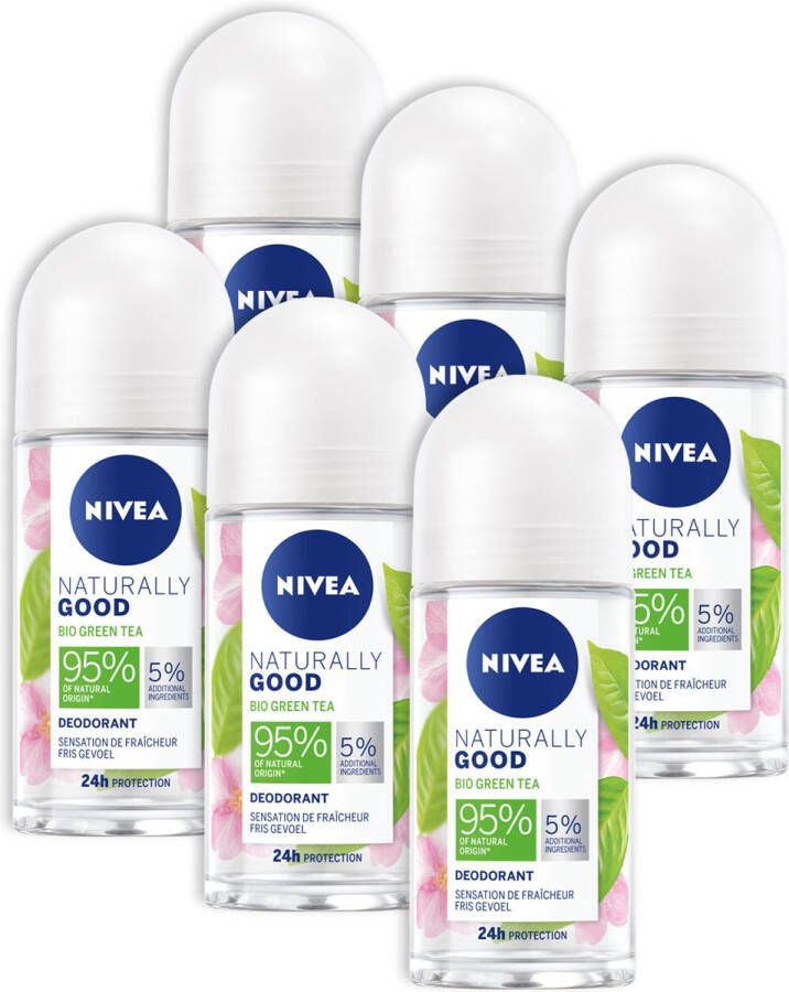 NIVEA Naturally Good Bio Green Tea Deodorant Roller 6 x 50 ml Voordeelverpakking