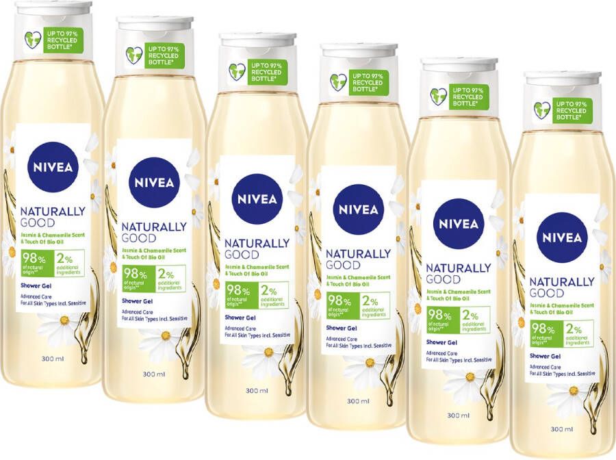 NIVEA Naturally Good Jasmin & Chamomile Douchegel 6 x 300 ml Voordeelverpakking