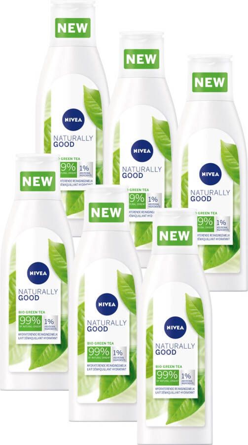 NIVEA Naturally Good Reinigingsmelk Gezichtsreiniger Gezicht Wassen 6 x 200ml Voordeelverpakking