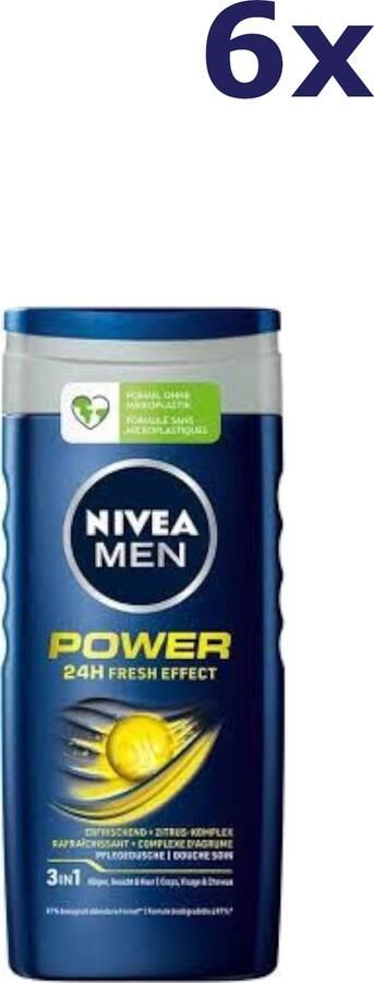 NIVEA 6x men Power Fresh Shower Gel 250 ml