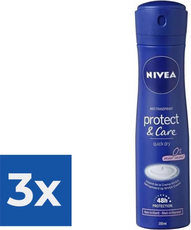 NIVEA Deodorant Spray Protect & Care 150 ml Voordeelverpakking 3 stuks