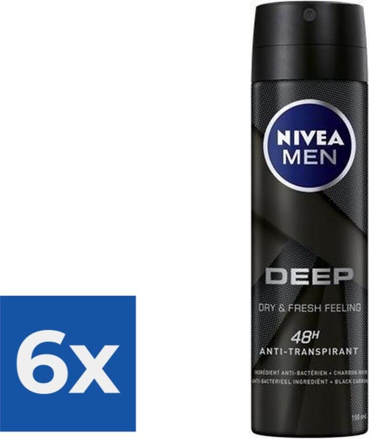 NIVEA MEN Deep Deodorant spray 150 ml Voordeelverpakking 6 stuks