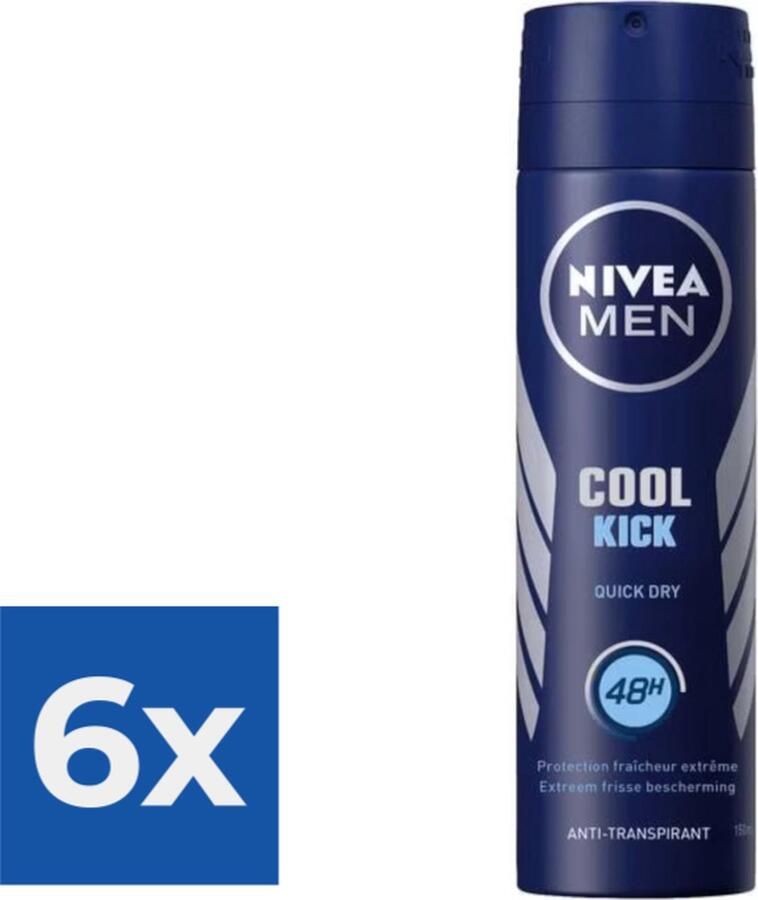 NIVEA Men Deodorant Spray Cool Kick 150 ml Voordeelverpakking 6 stuks