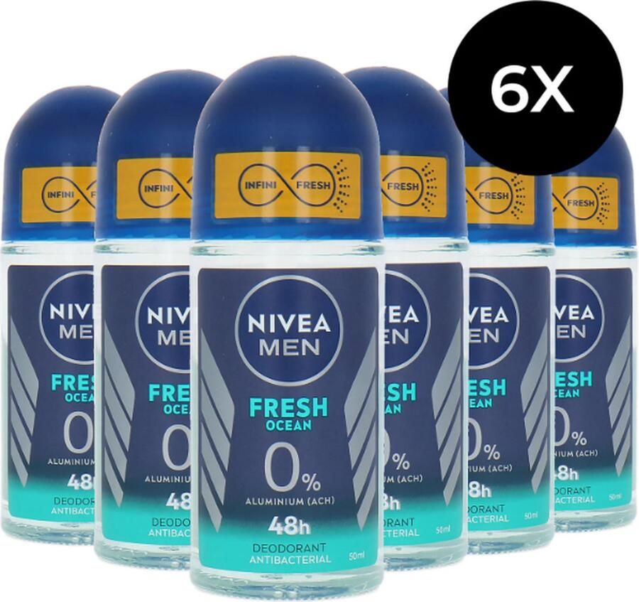 NIVEA Men Fresh Ocean Roll-On Deodorant 6 x 50 ml