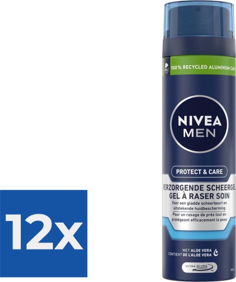 NIVEA MEN Protect & Care Scheergel Hydraterend 200 ml Voordeelverpakking 12 stuks