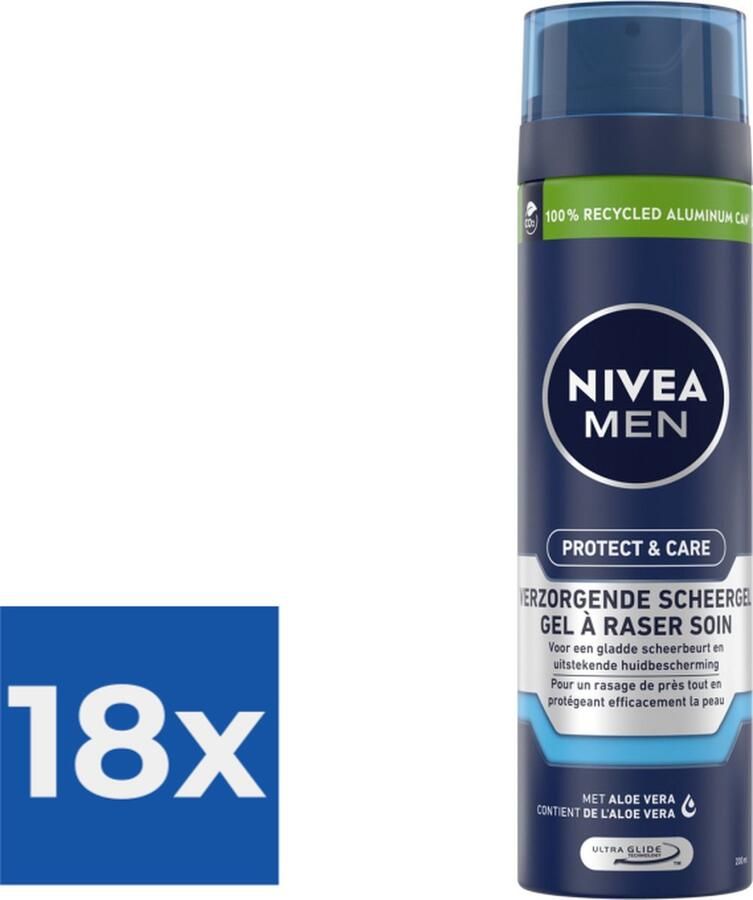 NIVEA MEN Protect & Care Scheergel Hydraterend 200 ml Voordeelverpakking 18 stuks