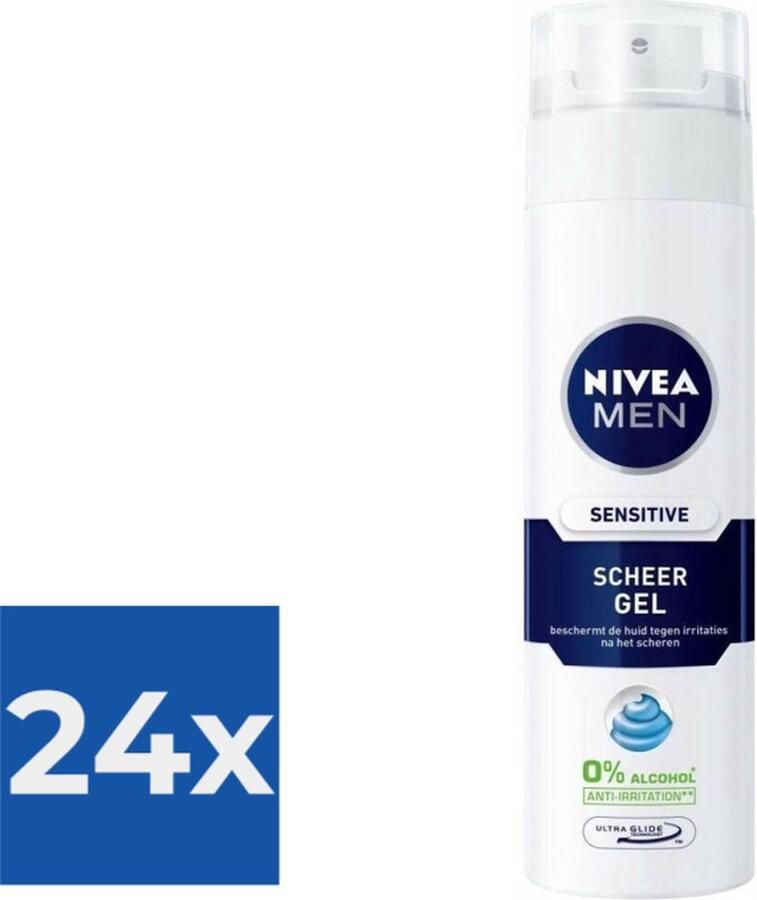 NIVEA Men Scheergel Sensitive 200 ml Voordeelverpakking 24 stuks