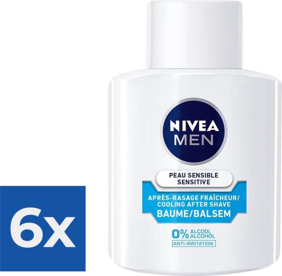 NIVEA MEN Sensitive Cool Aftershave Balsem Aftershave 100 ml Voordeelverpakking 6 stuks