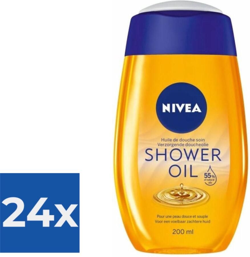 NIVEA Natural Shower Oil Doucheolie 200 ml Voordeelverpakking 24 stuks