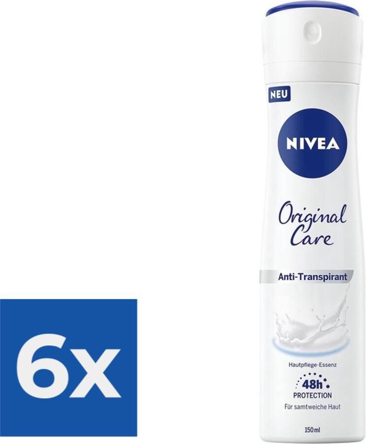 NIVEA Original Care Vrouwen Spuitbus deodorant 150 ml 1 stuk(s) Voordeelverpakking 6 stuks