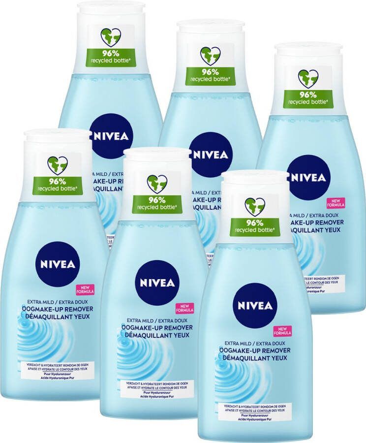 NIVEA Oogmake-up Reinigingslotion Oogmake-up remover Hyaluronzuur Provitamine B5 Voor de gevoelige huid rond de ogen 6 x 125 ml
