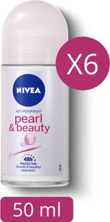 Wooners Nivea Pearl & Beauty Deodorant Roller 6 x 50 ml