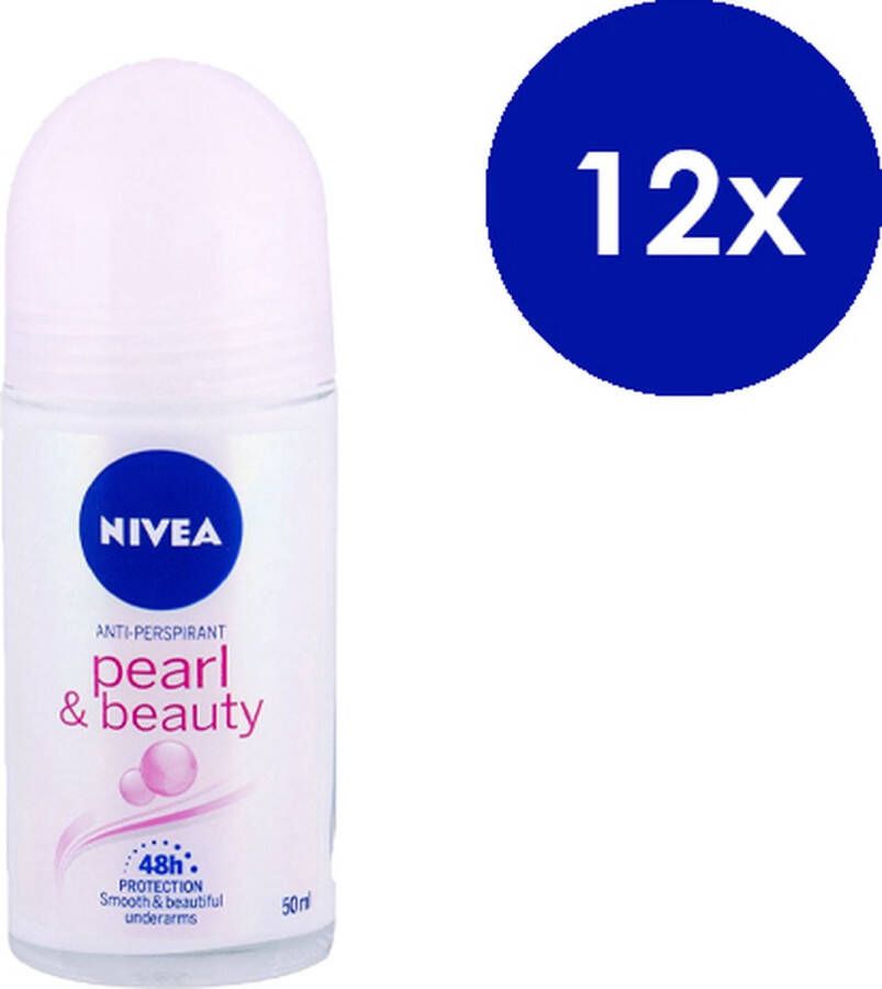 NIVEA Pearl & Beauty Deodorant Roller (Voordeelverpakking) 12 x 50 ml